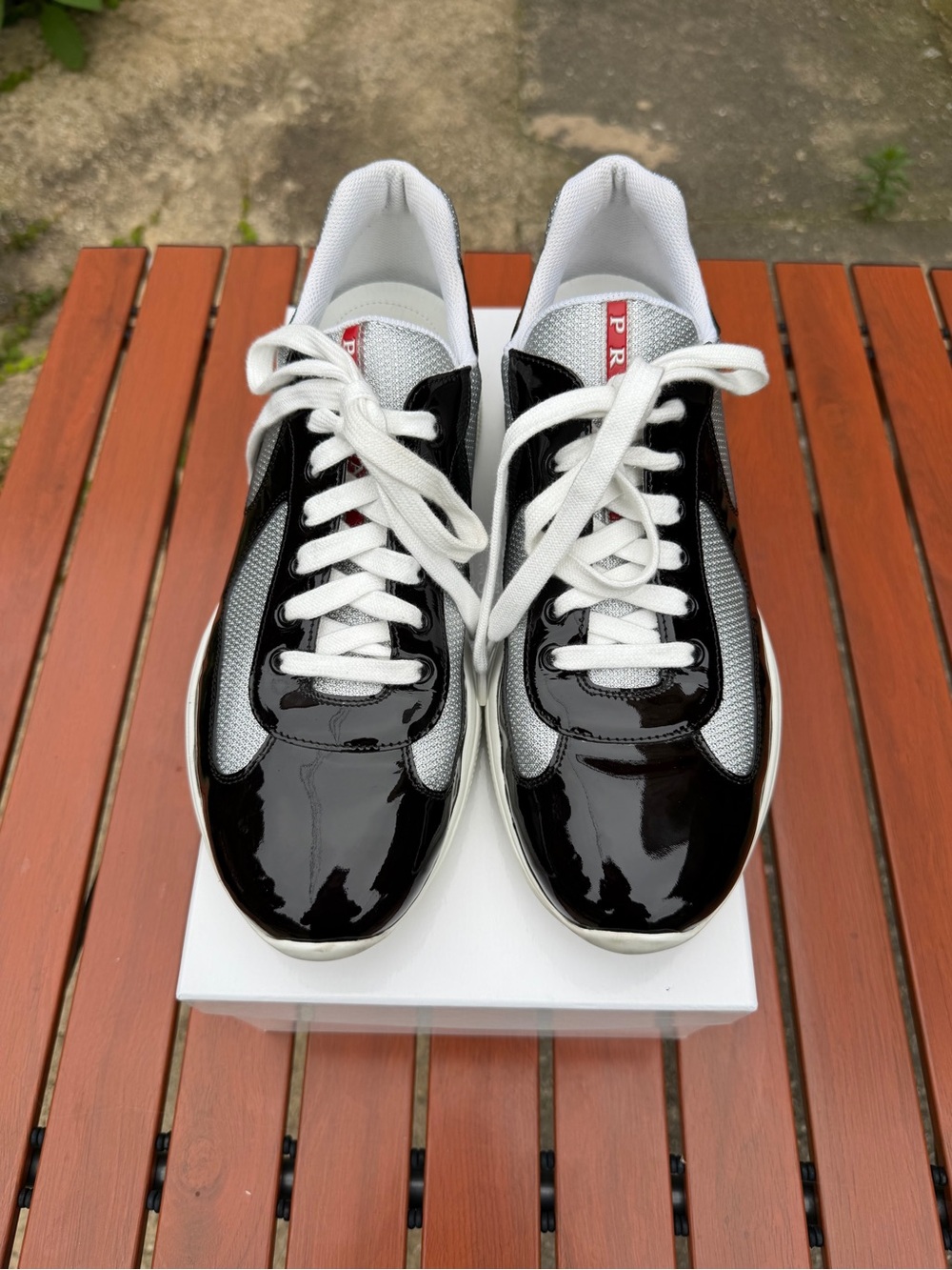 PRADA Americas Cup Patent Leather. Black/Silver